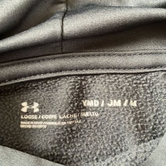 Under Armour Sweater Girls Medium Gray Orange Spell Out Logo Sweatshirt Hoodie - Picture 10 of 12